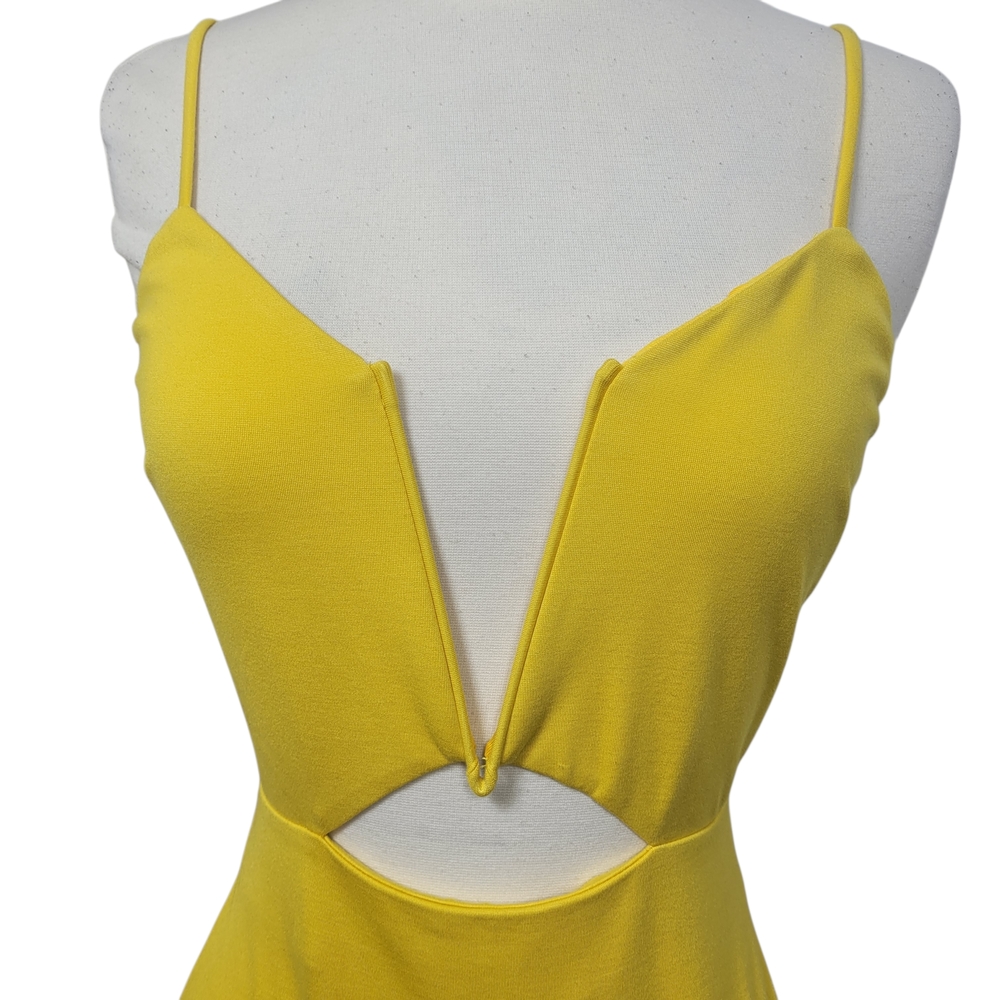 NWT Revolve NBD Totale Marigold Yellow Plunge Cutout Bodycon Short Dress Size S - Picture 3 of 9